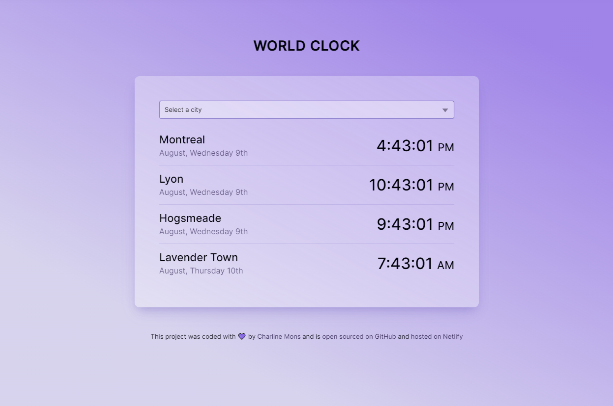 World clock SheCodes Project
